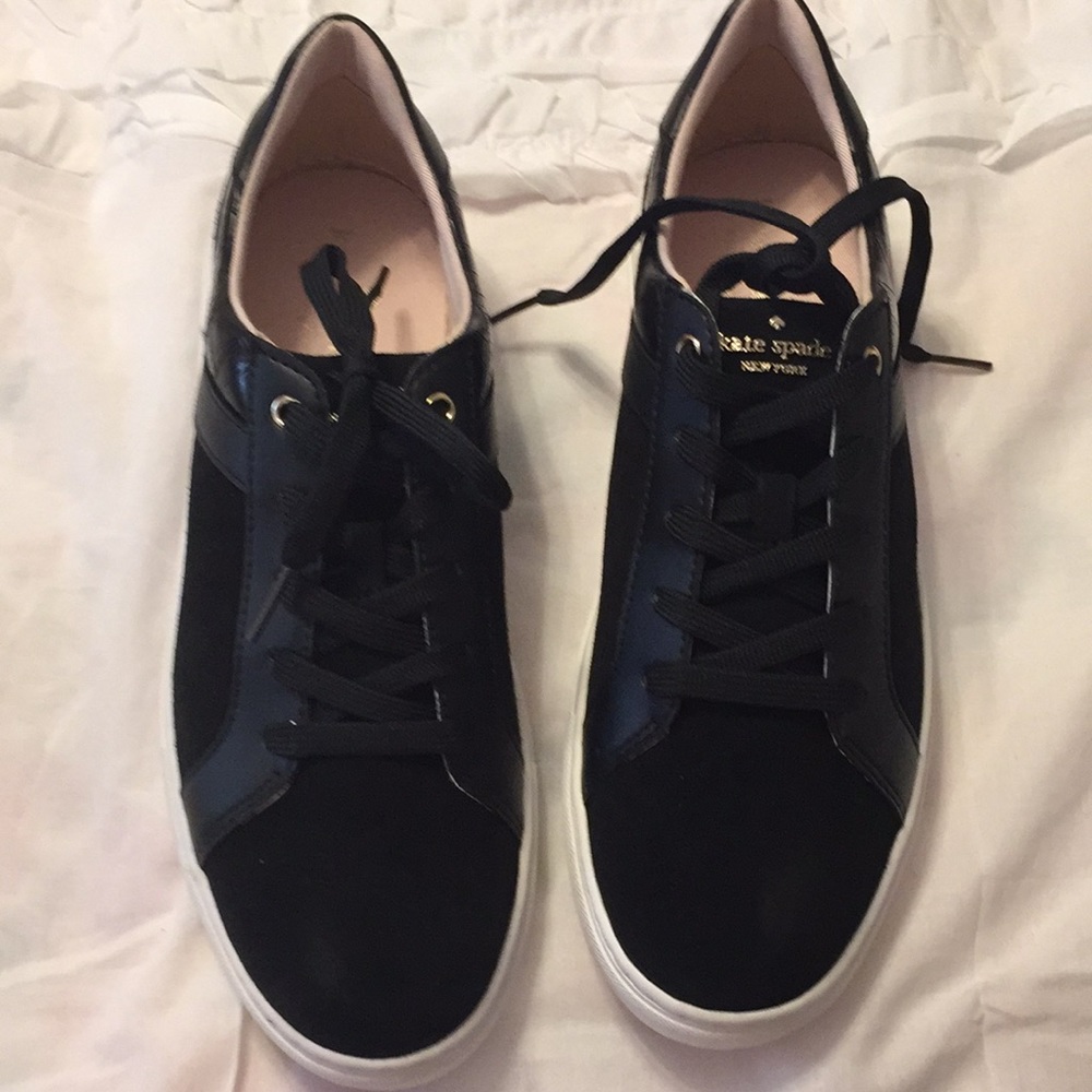 Black leather Kate Spade sneakers, size 11.